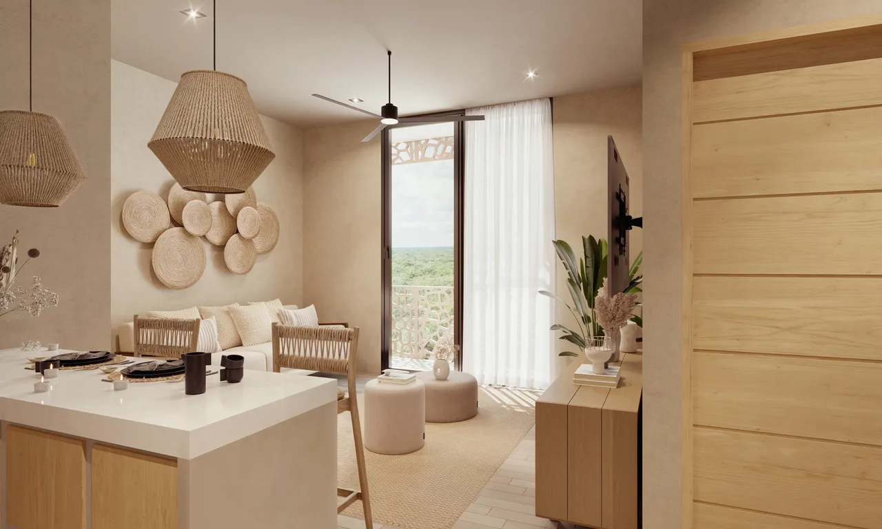 Kitchen and living space at Lunarena