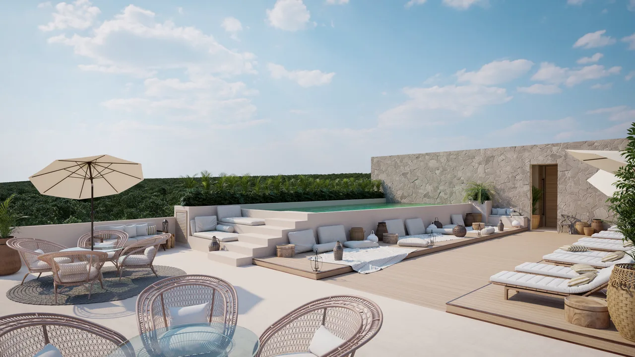 Panoramic rooftop terrace at Lunarena