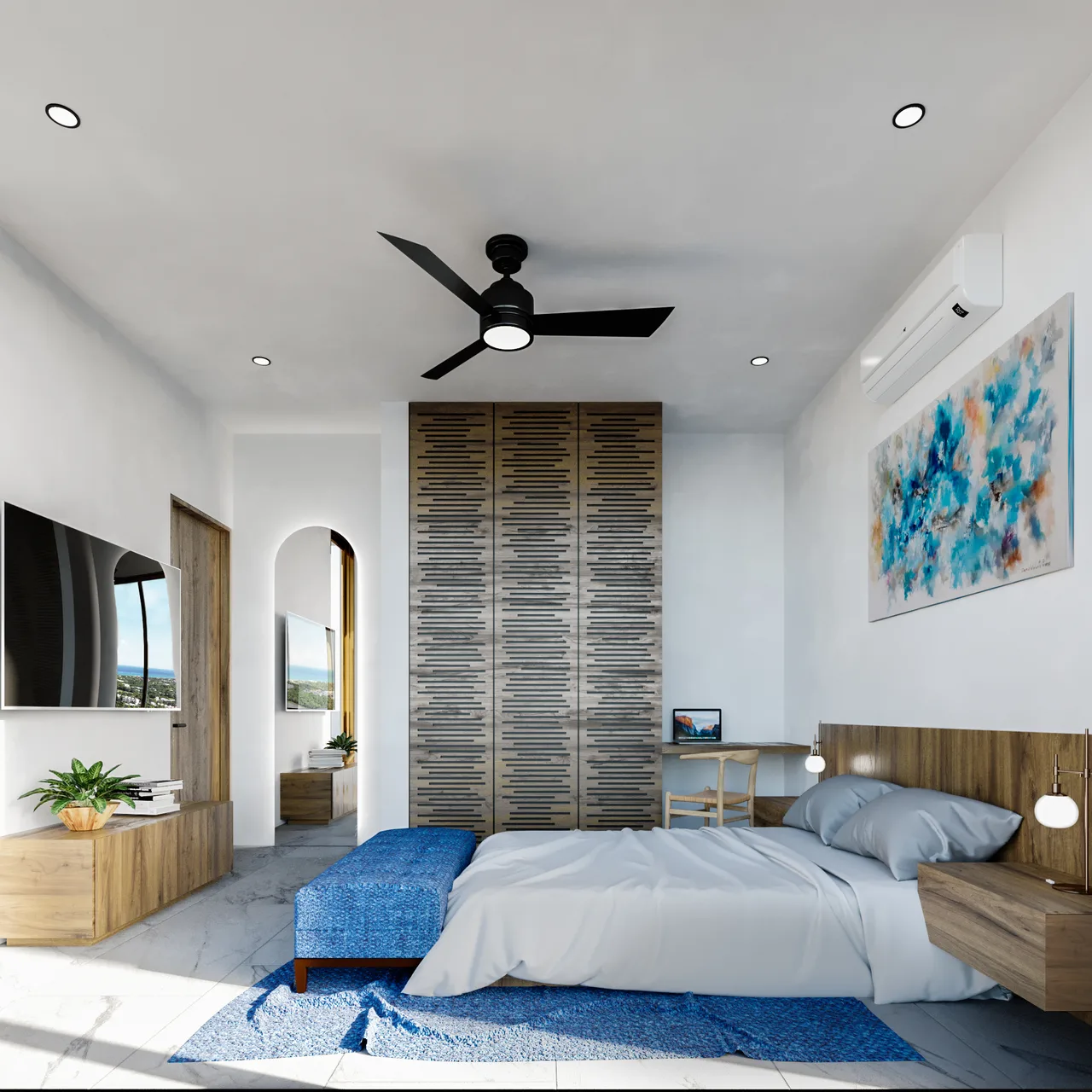 Furnished bedroom at Ocean Breeze