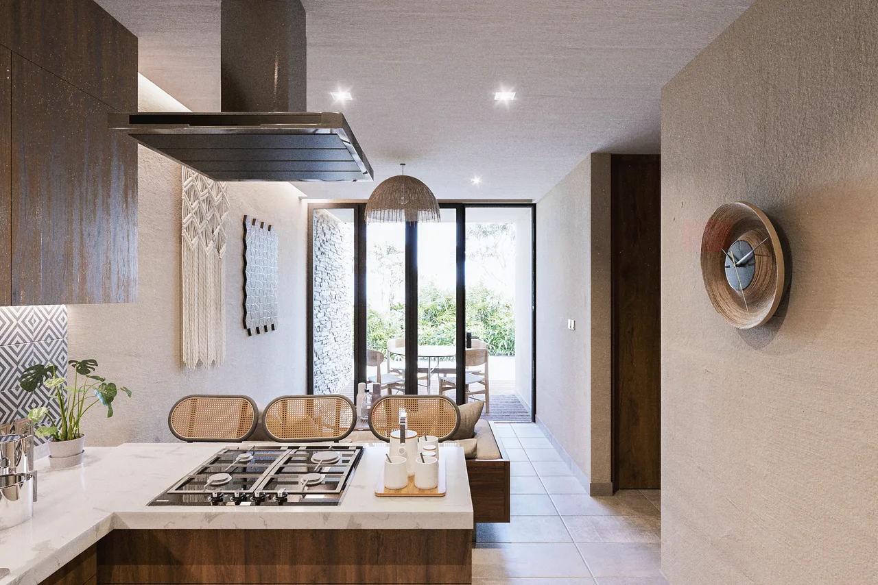 Two-bedroom living room at Ocean Condos Tulum