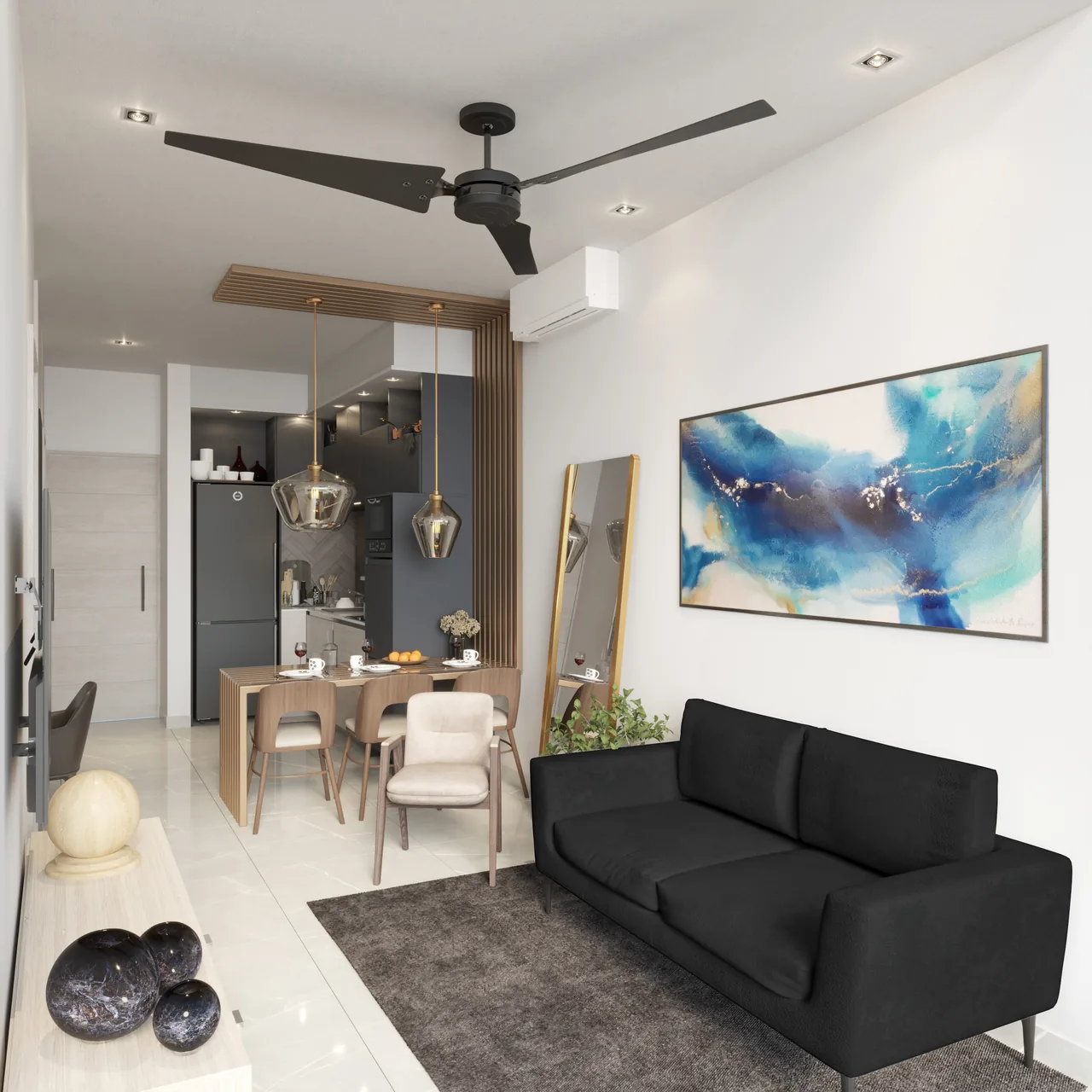One-bedroom living area