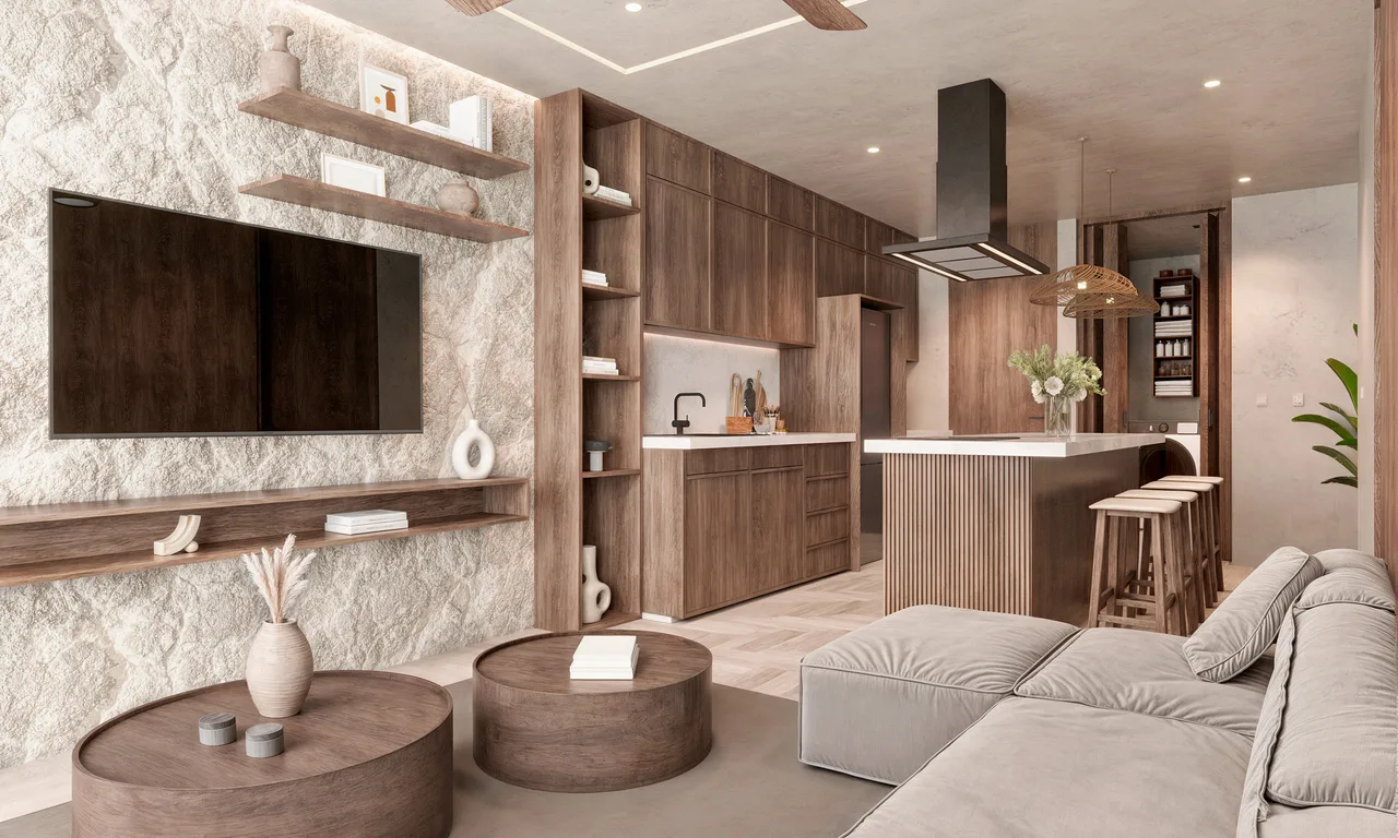 Contemporary living room in a Pirámides residence