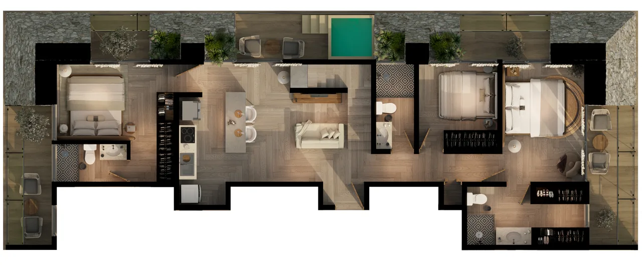 Four-bedroom lock-off penthouse