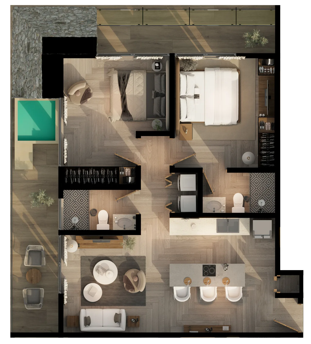 Two bedrooms